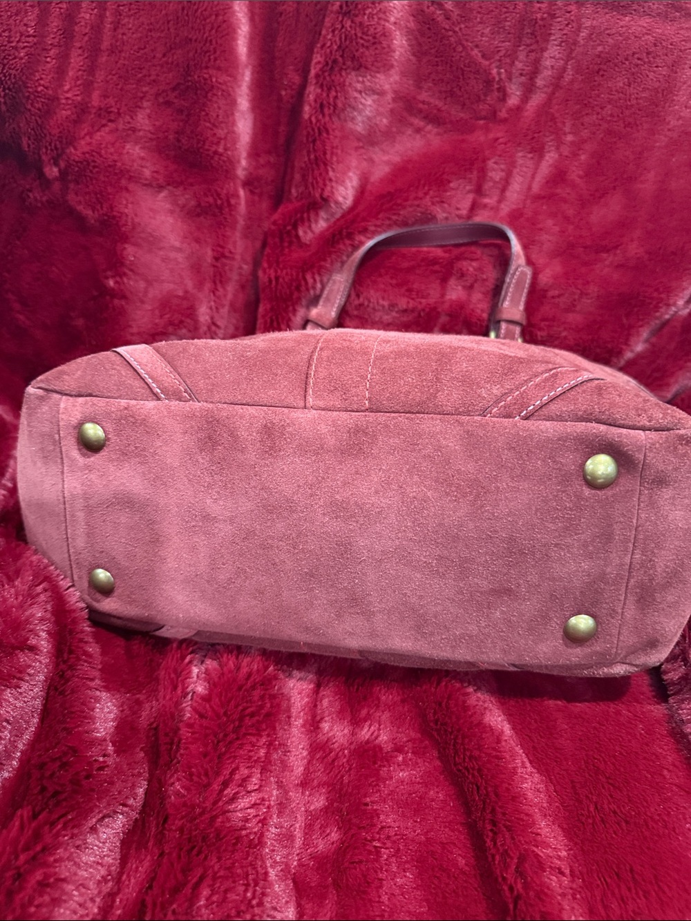 Vintage Coach Burgundy Suede Tote - Picture 3 of 6